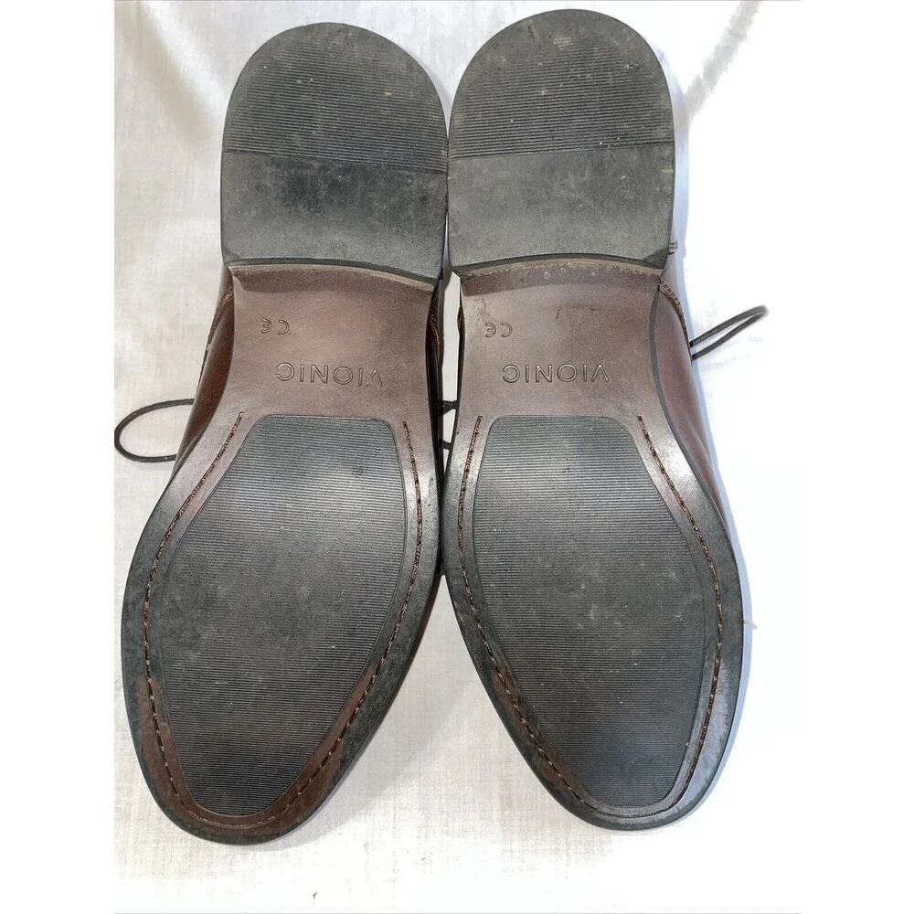 Vionic Captoe Dress Shoes Mens Size 9.5 M Brown Leather Oxfords Block Heels